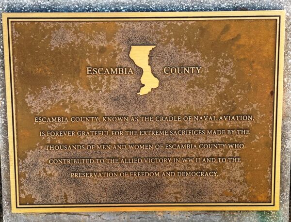 ESCAMBIA COUNTY FLORIDA WORLD WAR II MEMORIAL PLAQUE
