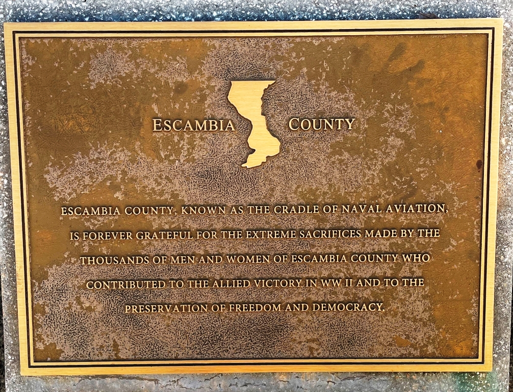 ESCAMBIA COUNTY FLORIDA WORLD WAR II MEMORIAL PLAQUE