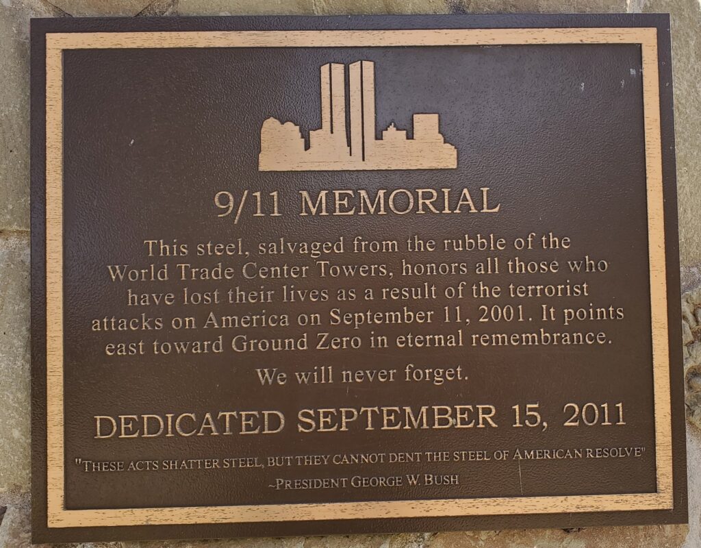 MONTEREY 9/11 MEMORIAL PLAQUE