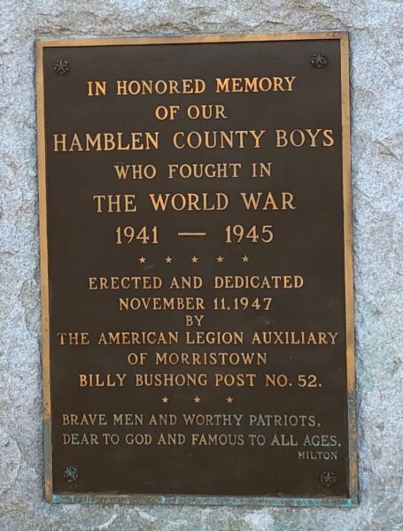 HAMBLEN COUNTY WORLD WAR II MEMORIAL PLAQUE