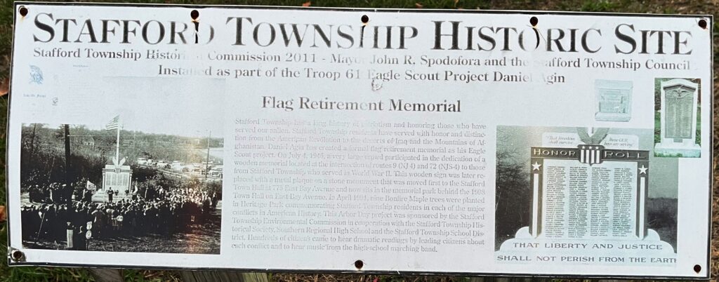 STAFFORD TOWNSHIP FLAG RETIREMENT MEMORIAL PLAQUE