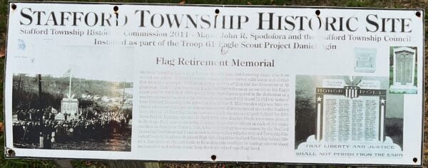 STAFFORD TOWNSHIP FLAG RETIREMENT MEMORIAL PLAQUE