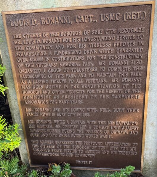 BOROUGH OF SURF CITY VETERANS MEMORIAL PLAQUE B