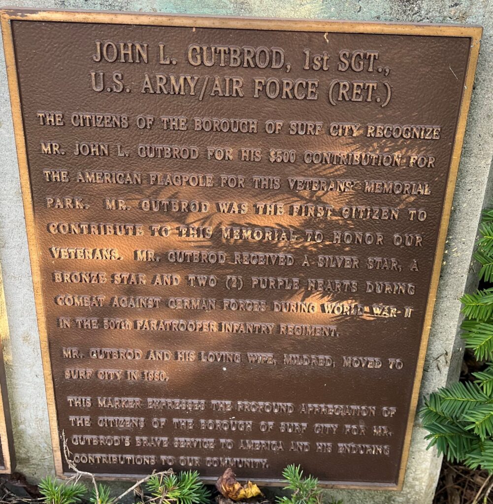BOROUGH OF SURF CITY VETERANS MEMORIAL PLAQUE A