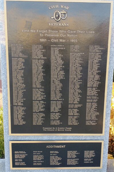 MONROE COUNTY CIVIL WAR VETERANS MEMORIAL PLAQUE