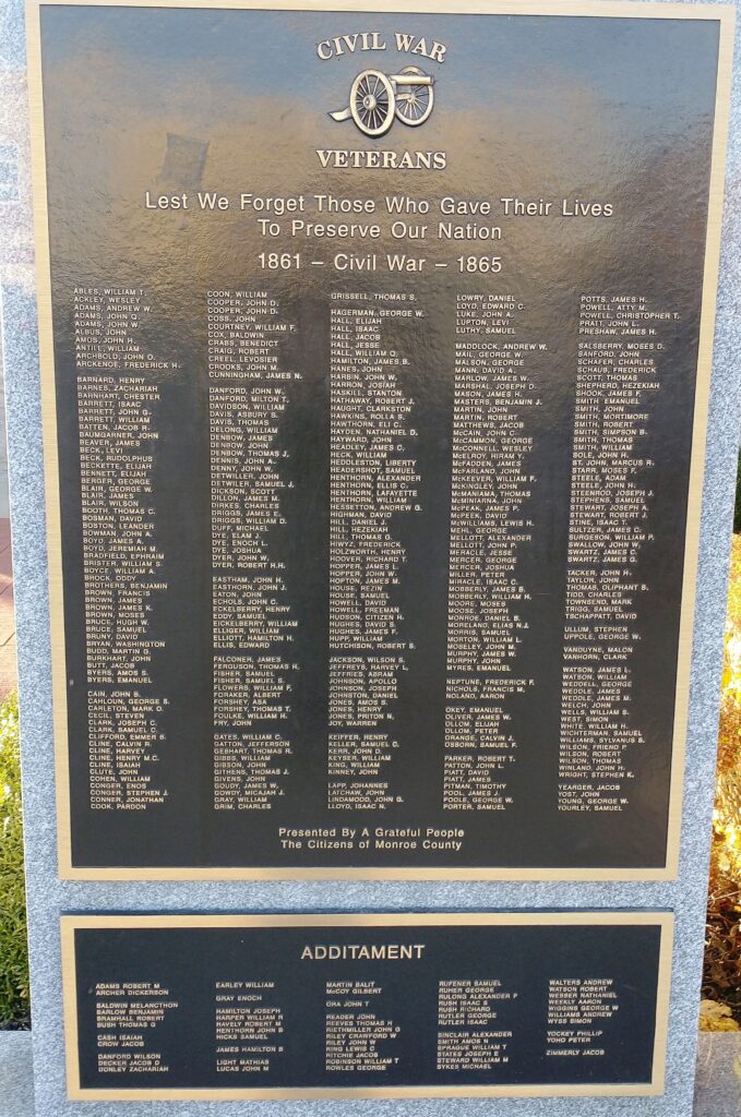 MONROE COUNTY CIVIL WAR VETERANS MEMORIAL PLAQUE