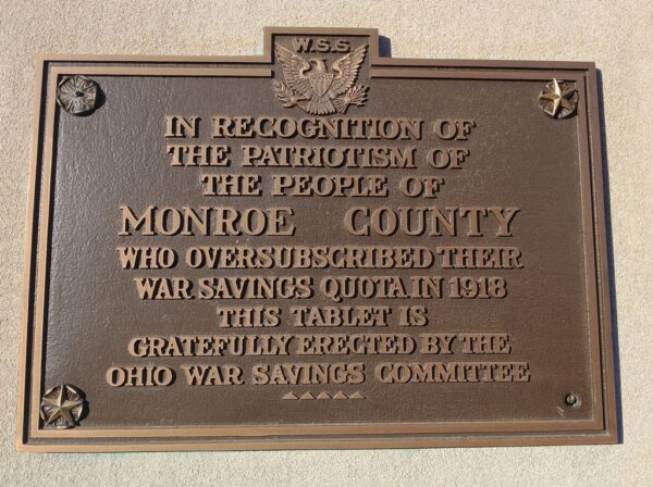 MONROE COUNTY WAR SAVINGS QUOTAIN MEMORIAL PLAQUE