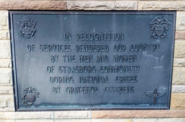 STRASBURG NATIONAL CRISES MEMORIAL PLAQUE