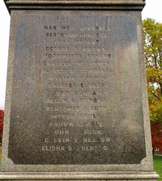 EAST BRIDGEWATER CIVIL WAR MEMORIAL SIDE B