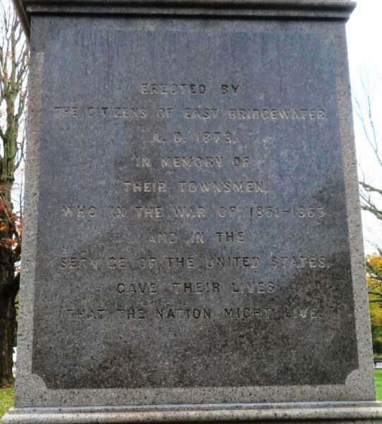 EAST BRIDGEWATER CIVIL WAR MEMORIAL SIDE A