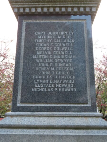 WEST BRIDGEWATER CIVIL WAR MEMORIAL SIDE B