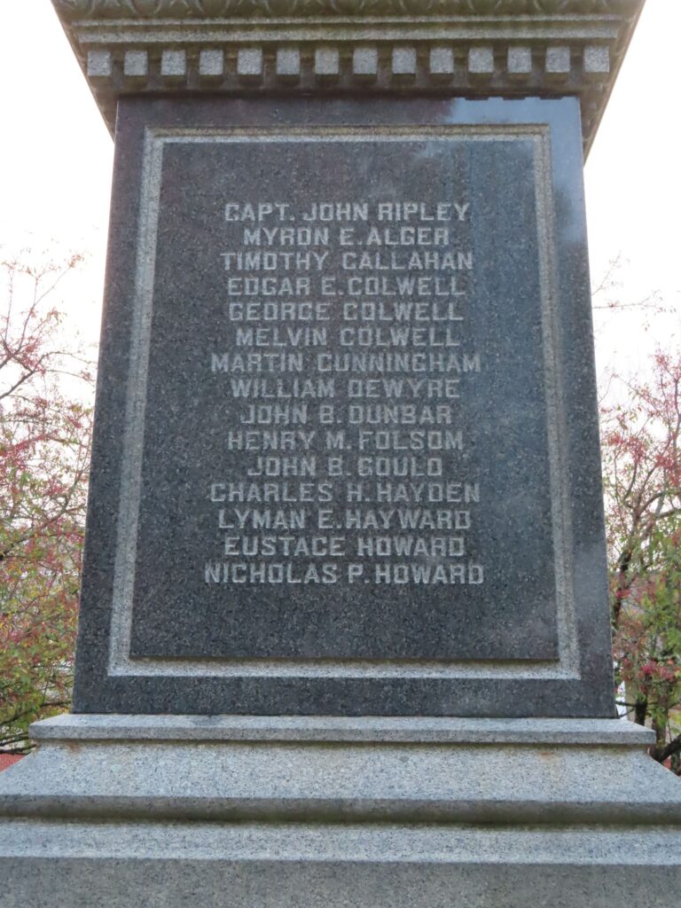 WEST BRIDGEWATER CIVIL WAR MEMORIAL SIDE B