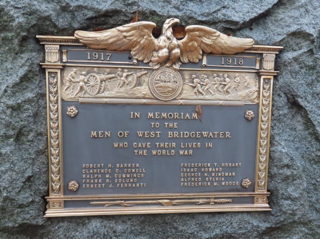 WEST BRIDGEWATER SUPREME SACRIFICE WORLD WAR MEMORIAL PLAQUE