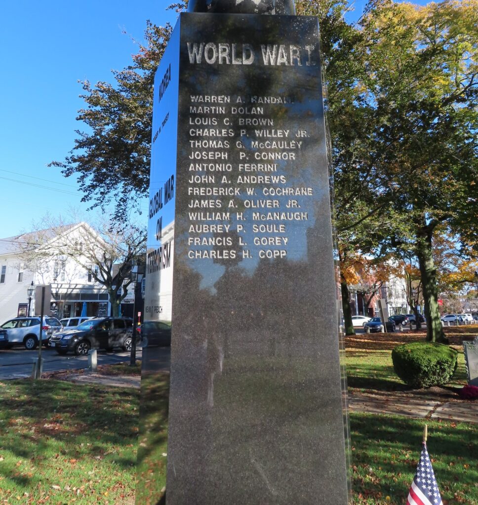 BRIDGEWATER SUPREME SACRIFICE WAR VETERANS MEMORIAL SIDE B