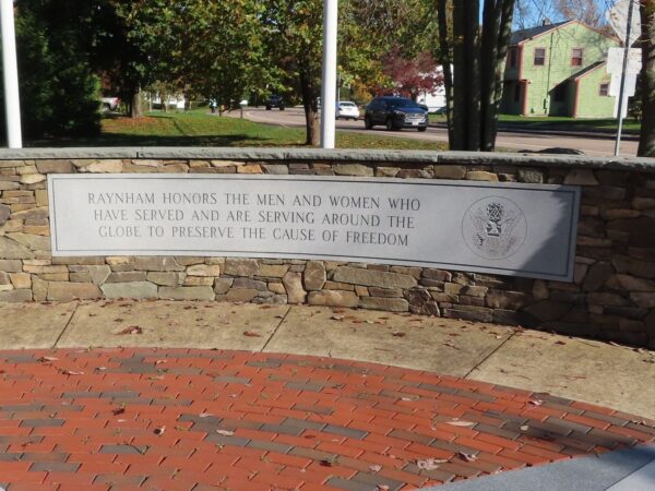 RAYNHAM VETERANS MEMORIAL DEDICATION STONE