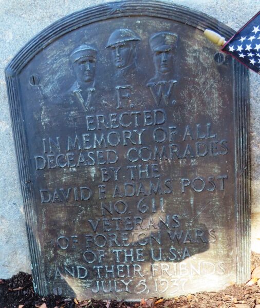 VFW POST 611 WORLD WAR I MEMORIAL PLAQUE