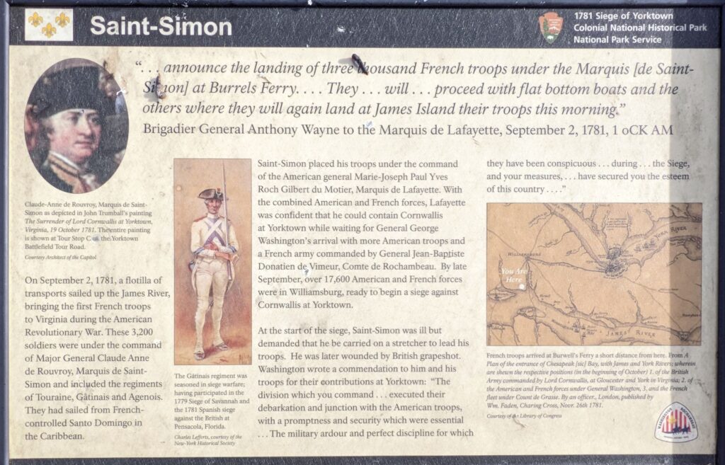 SAINT-SIMON 1781 SIEGE OF YORKTOWN MEMORIAL PLAQUE
