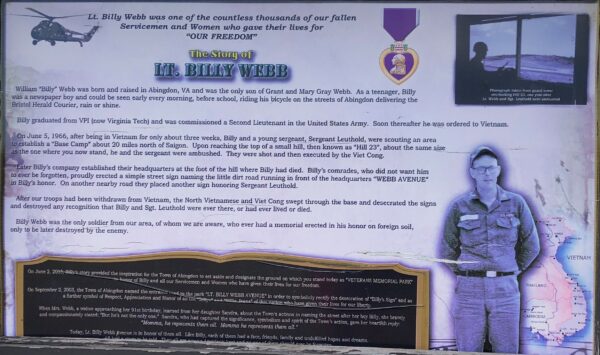 THE STORY OF LT. BILLY WEBB WAR MEMORIAL PLAQUE