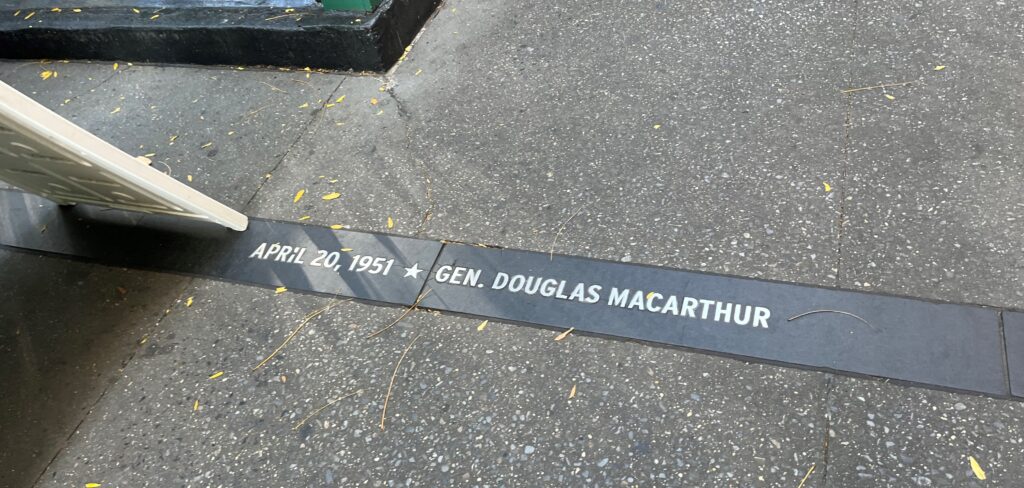 APRIL 20, 1951 GEN. DOUGLAS MACARTHUR SIDEWALK MEMORIAL