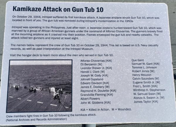 KAMIKAZE ATTACK ON GUN TUB 10 WAR MEMORIAL PLAQUE