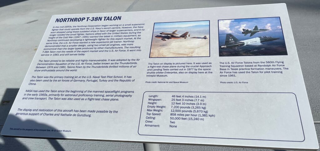 NORTHROP T-38 N TALON MEMORIAL AIRCRAFT PLAQUE
