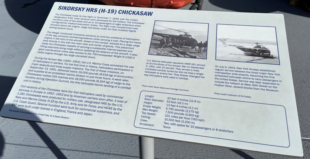 SIKORSKY HRS (H-19) CHICKASAW MEMORIAL AIRCRAFT PLAQUE