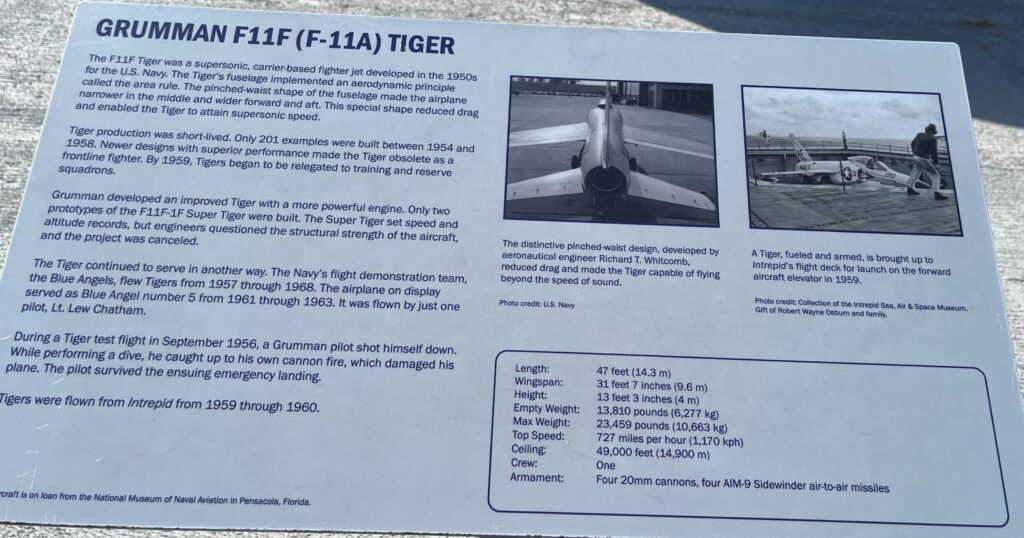 GRUMMAN F-11F (F-11A) TIGER MEMORIAL AIRCRAFT PLAQUE