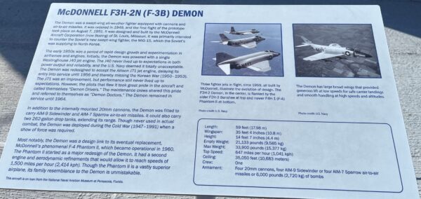 MCDONNELL F3H-2N (F-3B) DEMON MEMORIAL AIRCRAFT PLAQUE