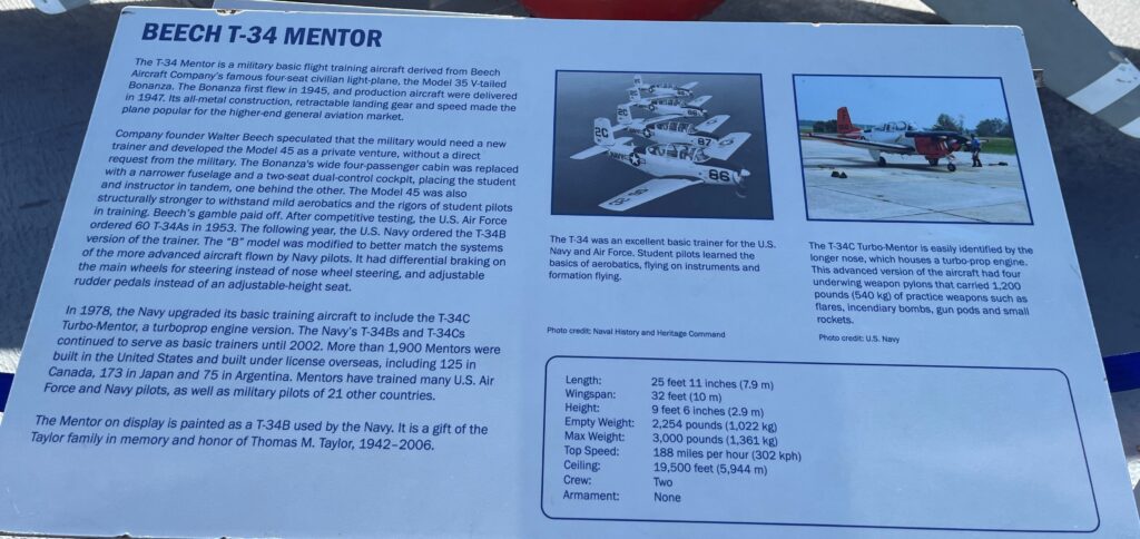 BEECH T-34 MENTOR MEMORIAL AIRCRAFT PLAQUE