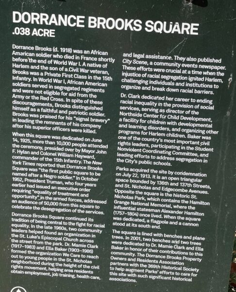 DORRANCE BROOKS SQUARE WAR MEMORIAL PLAQUE