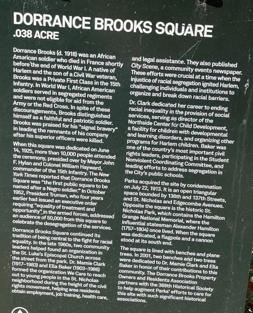 DORRANCE BROOKS SQUARE WAR MEMORIAL PLAQUE