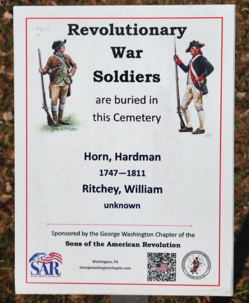 REVOLUTIONARY WAR SOLDIERS BURIED IN HORN FARM CEMETERY MEMORIAL PLAQUE