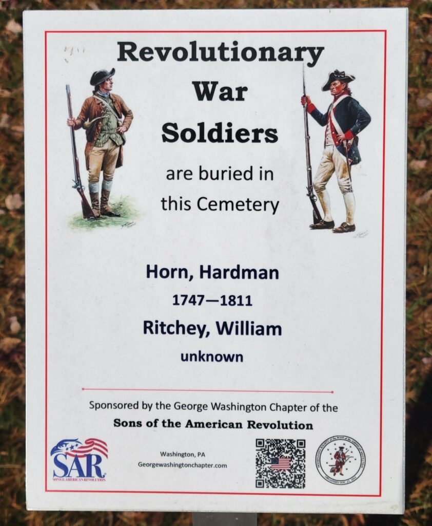 REVOLUTIONARY WAR SOLDIERS BURIED IN HORN FARM CEMETERY MEMORIAL PLAQUE