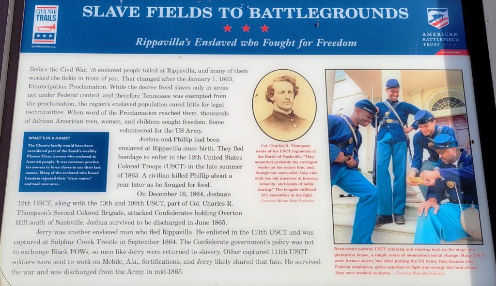 SLAVE FIELDS TO BATTLEGROUNDS MEMORIAL PANEL