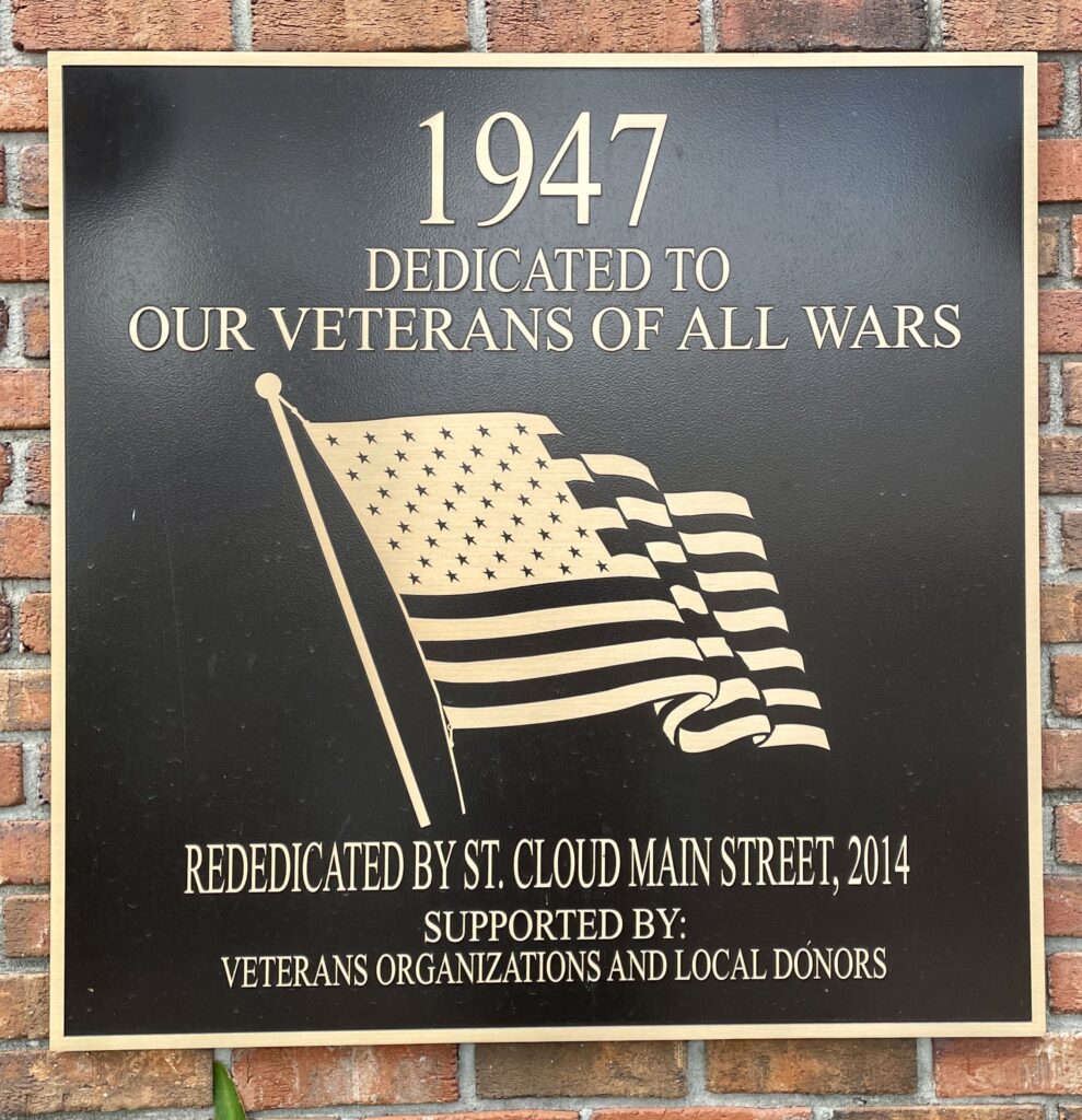 ST. CLOUD VETERANS OF ALL WARS MEMORIAL PLAQUE