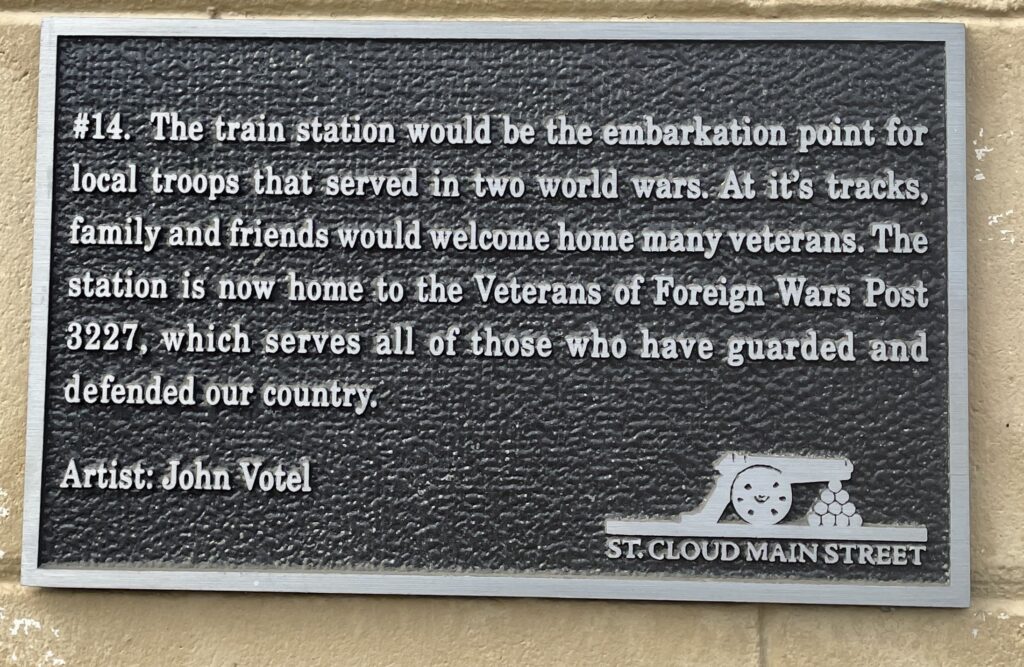 VETERANS OF FOREIGN WARS POST 3227 TRAIN STATION MEMORIAL MURAL  PLAQUE