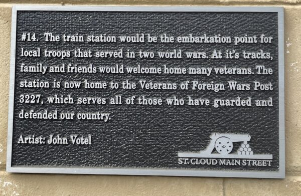 VETERANS OF FOREIGN WARS POST 3227 TRAIN STATION MEMORIAL MURAL  PLAQUE