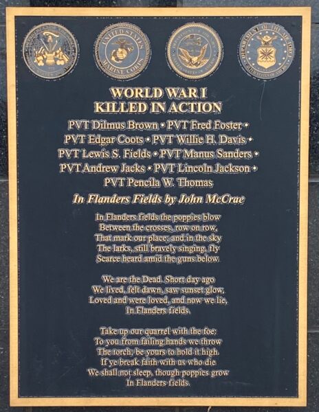 OCONEE COUNTY VETERANS MEMORIAL PLAQUE A