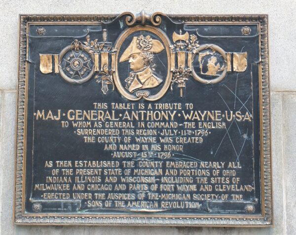 MAJ. GENERAL ANTHONY WAYNE U.S.A. WAR MEMORIAL PLAQUE