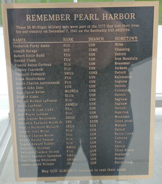JACKSON REMEMBER PEARL HARBOR WAR  MEMORIAL PLAQUE