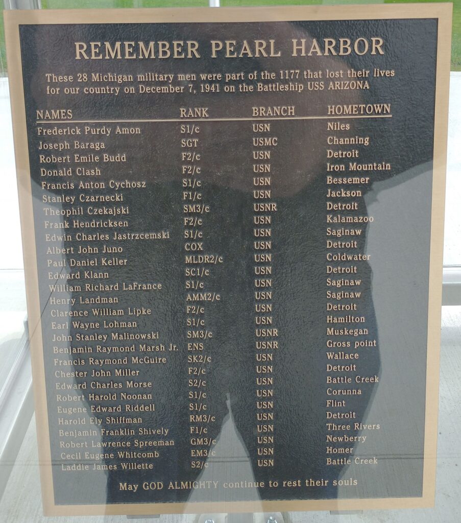 JACKSON REMEMBER PEARL HARBOR WAR  MEMORIAL PLAQUE