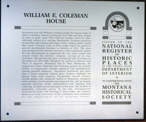 WILLIAM E. COLEMAN HOUSE MEMORIAL PLAQUE