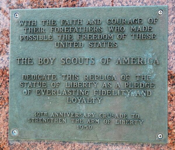CITY OF FARGO STATUE OF LIBERTY REPLICA MEMORIAL PLAQUE B