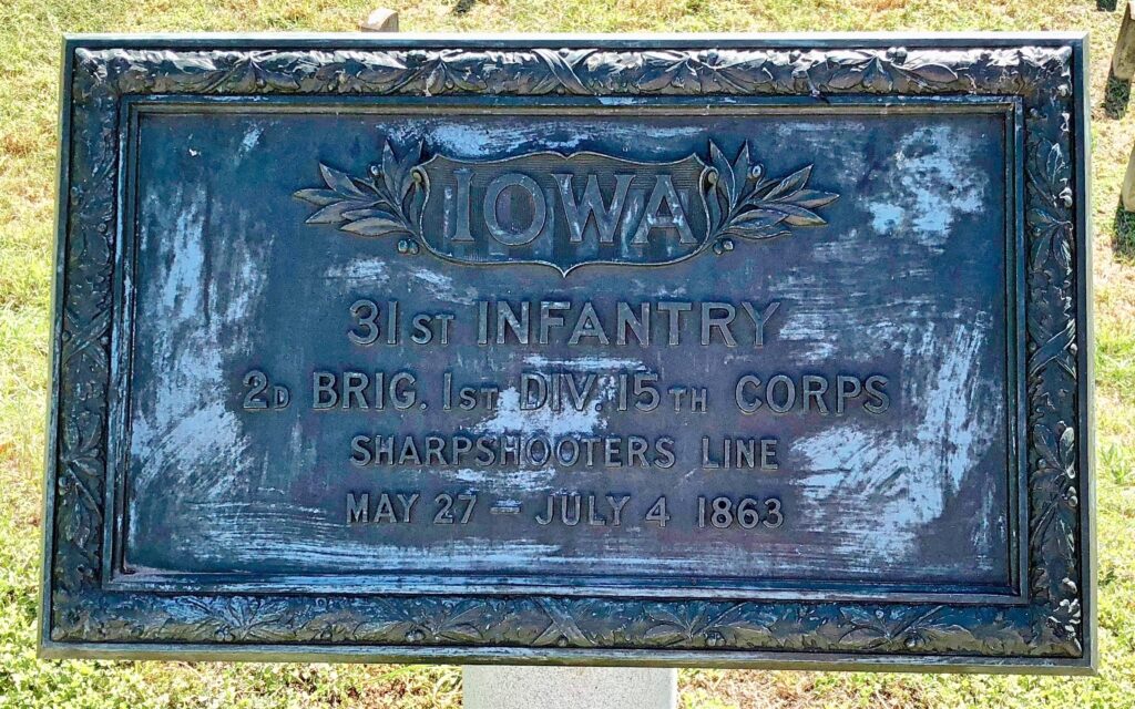 IOWA 31ST INFANTRY SHARPSHOOTERS LINE WAR MEMORIAL PLAQUE