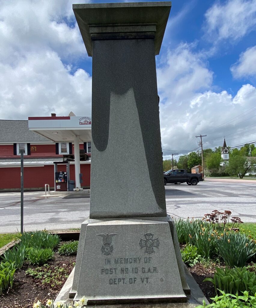 G.A.R. CAMBRIDGE VT. WAR MEMORIAL SIDE D