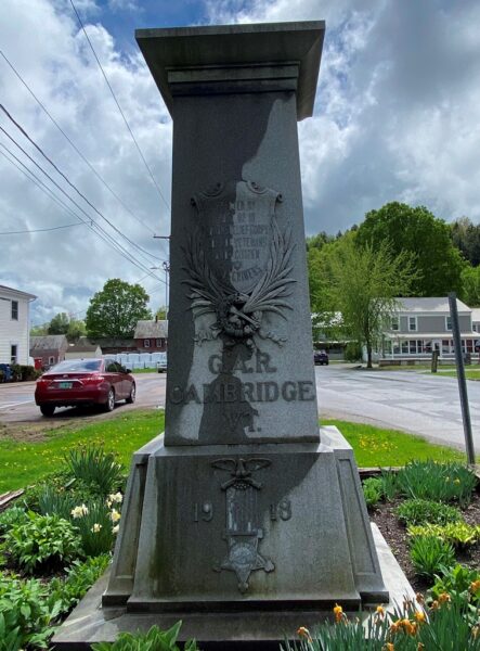 G.A.R. CAMBRIDGE VT. WAR MEMORIAL SIDE A