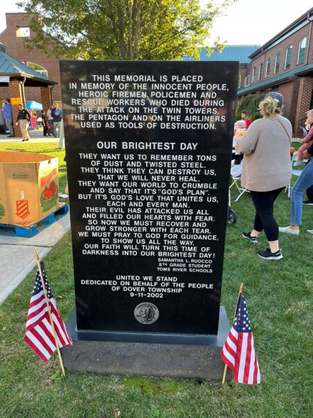 DOVER TOWNSHIP SEPTEMBER 11, 2001 MEMORIAL