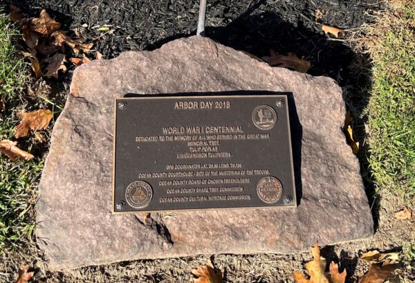 TOMS RIVER WORLD WAR I CENTENNIAL MEMORIAL TREE PLAQUE
