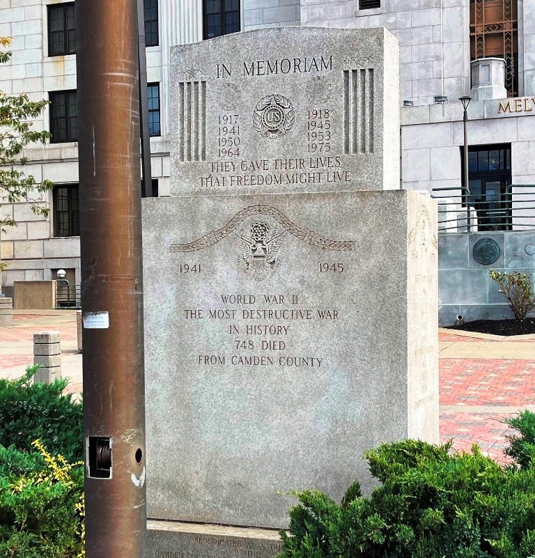 CAMDEN COUNTY, NJ WAR VETERANS MEMORIAL SIDE B