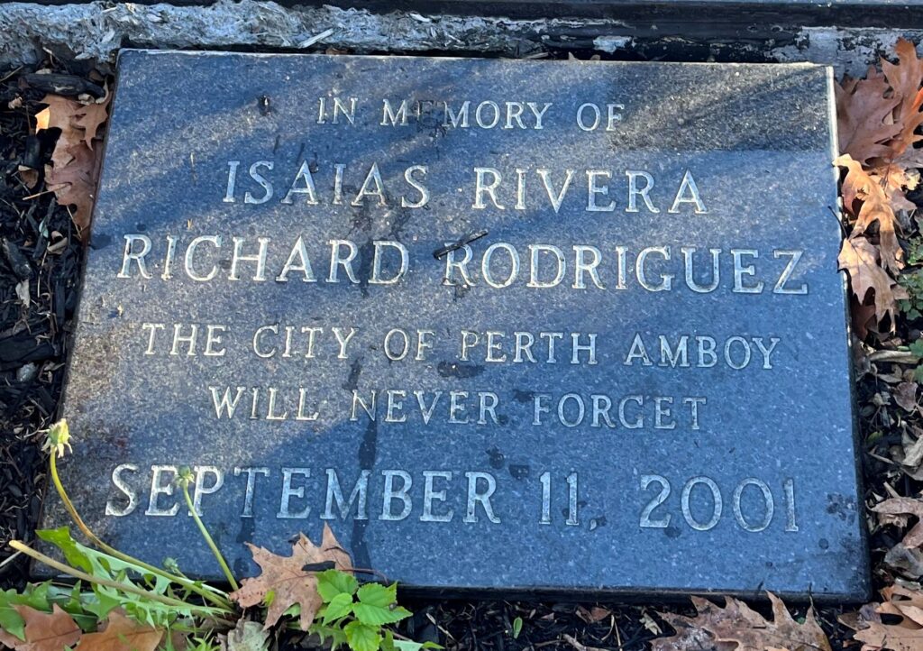PERTH AMBOY SEPTEMBER 11, 2001 MEMORIAL PLAQUE